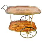 Vintage Italiaanse Hollywood Regency Barcart Ingelegd Hout 1970’S thumbnail 3