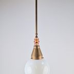 Vintage Art Deco Bol Hanglamp Schoollamp Copper Glas ‘20 thumbnail 11