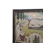 Franse Art Nouveau Lithografie Ingelijst thumbnail 6