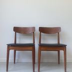 Vintage Houten Eetkamerstoelen Met Zwart Skai Leren Zitting thumbnail 5