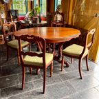 Antieke Stoelen 4 Hollandse Houten Eetkamerstoelen Gestoffeerd thumbnail 9