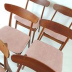 6 Deense Eettafel Stoelen Farstrup Nieuw Gestoffeerd Roze thumbnail 6