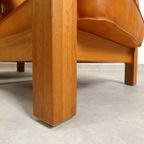 2 Oak Armchairs In Cognac Leather thumbnail 18