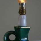 Leuk Vintage Groen Keramieken Frans Lampje Met Gouden Accenten thumbnail 4