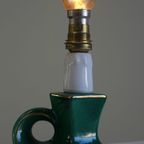 Leuk Vintage Groen Keramieken Frans Lampje Met Gouden Accenten thumbnail 5