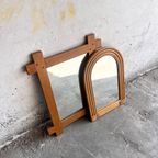 Wooden+Arch-Shaped Mirror With Tree Bamboo Wicker Frame, 1970S thumbnail 12