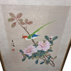 Vintage Chinees Schilderij Op Zijde Vogel thumbnail 4