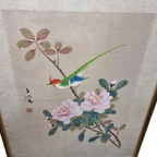 Vintage Chinees Schilderij Op Zijde Vogel thumbnail 3