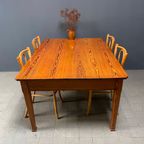 Antieke Pitch Pine Stoffen Tafel Met Twee Laden thumbnail 5