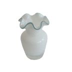 Wit Swirl Vaasje Met Turquoise Murano  Mondgeblazen, Jaren '60/'70 thumbnail 4