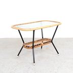 Vintage Rohé Rotan En Glas Salontafel, 1960s thumbnail 6