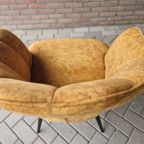 Schelp Fauteuil Oker Goud Kleurige Retro Stoel thumbnail 10