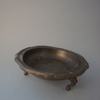 Antique Three Legged Pewter Tray Or Plant Stant Stand thumbnail 2