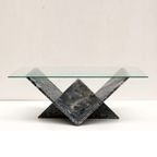Vintage Glas & Marmeren Salontafel Gemaakt In De Jaren '70 thumbnail 2