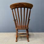Antieke Bruine Windsor Armstoel Met Hoge Rug thumbnail 2