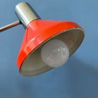 Rode Bureaulamp Uit Het Midden Van De Eeuw - Tafellamp Met Zwenkarm - Chrome Space Age Light thumbnail 11