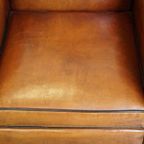 Set Van 2 Mooie, Cognac Kleurige, Schapenleren Art Deco Fauteuils thumbnail 6