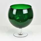 Grote Vintage Groene Glazen ‘Brandy Glass’ Vaas Beker Mond Geblazen 26Cm thumbnail 14