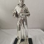 Italian Padre Pio Sculpture Silver Plated Argenti 925 Rare thumbnail 3