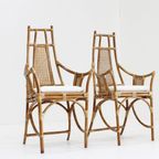 Vintage Rotan Fauteuils Met Bouclé Kussens Jaren 70 thumbnail 9