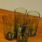 Vintage Karaf Waterkan Waterglazen Glazen Lime Groen Green Glazen thumbnail 11