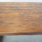 Prachtige Antieke Engelse Pinewood Kloostertafel Uit De 19E Eeuw Met Mooie Originele Details thumbnail 8