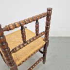 Vintage Bobbin Eiken Hout Hoekstoel Biezen ’50 Mid Century thumbnail 4