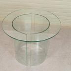 Vintage Ronde Glazen Bijzettafel, Postmodern thumbnail 10