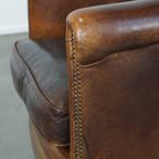 Correct Afgewerkte Stoere Cognac-Kleurige Schapenleren Clubfauteuil Met Een Tijdloze Uitstraling thumbnail 13