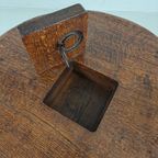 Rustic Oak Brutalist Ronde Koffie Tafel Frankrijk 1960S thumbnail 10