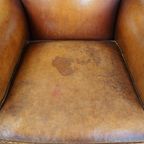 Karaktervolle En Comfortabele Cognac-kleurige Vintage Schapenleren Armchair thumbnail 7