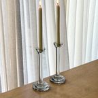 Set Of 2 Vintage Glass Candle Holders thumbnail 7