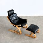 Vintage Fauteuil Met Hocker | Easy Chair | Jaren 70 | Zweeds thumbnail 2