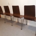 Setprijs  4 Houten Stapelstoelen Retro Stoelen Plywood Ikea Chairs thumbnail 13