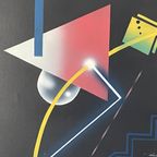 Memphis Style / Postmodern - Airbrush On Canvas - Abstract - Signed By Artist - 1980’S/1990’S thumbnail 5