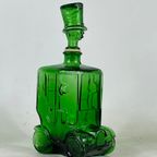 Empoli - Italy, 1960’S - Green Glass - Comical Car Decorative Bottle With Man In Hat As Top thumbnail 10