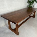 Vintage Brutalist Voleiken Eetkamerset – Tafel Met 10 Stoelen thumbnail 4