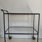 Brocante Metalen Tuin Trolly Serveerwagen Tuintafel Glasplaten thumbnail 10