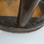 Vintage Antieke Thonet Kruk Stool (Webbing/Leer) thumbnail 5