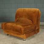 Midcentury Modulaire Bank – Bruine Ribstof – Jaren 70 thumbnail 18