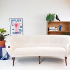Vintage Bank Teak Hout Teddy Stof Nieuw | Uniek Organisch thumbnail 6