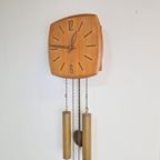 Vintage Wuba Wandklok Teak Messing ’60 Mid Century Klok thumbnail 5
