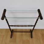 Vintage Antieke Houten Handdoekenrek Badkamer Rek thumbnail 8