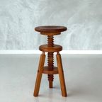 Jaren 70 Schroefkruk Vintage Kruk Pine Stool Retro Krukje thumbnail 3
