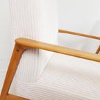 2 Vintage Fauteuils Crème Japandi Stijl Ribstof Nieuw Oak thumbnail 2