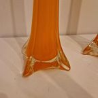 Set Van 3 Glazen Oranje Vazen 70's Murano Stijl Vaas thumbnail 6