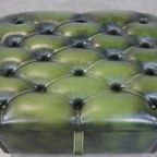 Groene Rundleren Chesterfield Hocker/ Opberg Poef Met Wieltjes thumbnail 7