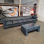 Chesterfield Brighton Antiek Blauw 6-zits Bank Leer thumbnail 3