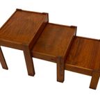 Vintage Set Van 3 Bijzettafels Nesting Grenen Hout Jaren 60 thumbnail 4