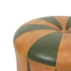 Ronde Vintage Poef Groen Bruin Tweekleurig Skai Sixties thumbnail 5